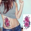 3D lifelike Cherry blossoms rose big flowers Waterproof Temporary tattoos women flash tattoo arm shoulder tattoo stickers 5